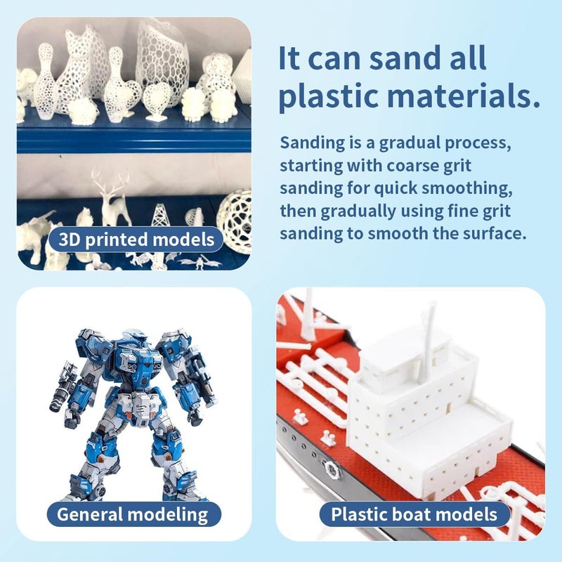 Stedi Sanding Sponge for Model Gundam Building,3mm Hobby Model Tools Hand Sanding Block Waterproof Wet Dry Reuse #400#600#800 Grit Sandpaper, 30 Sheets - Image 5
